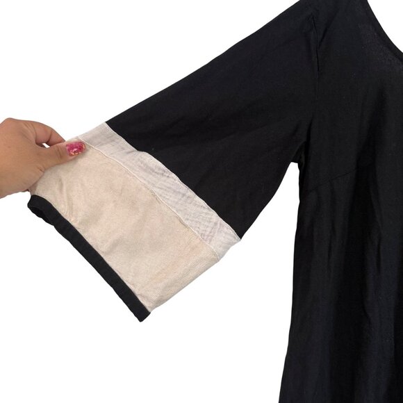 Free People Free-est Manda Black Combo Linen Blend Scoop Back Midi Dress XSmall - Picture 5 of 7